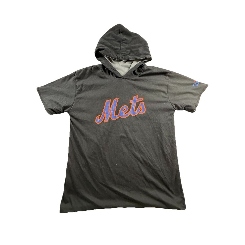 NEW YORK METS REVERSIBLE HOODIE T SHIRT SGA LARGE Black Grey